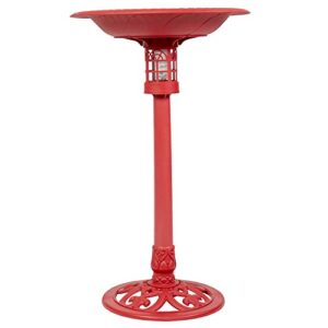 Sun-Ray 811011 Solar Lighted Bird Bath, Red