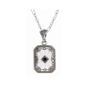 sunray crystal – camphor glass sapphire center filigree sterling silver pendant