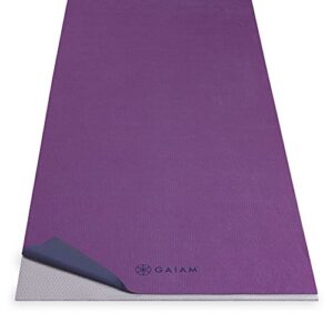 gaiam no-slip yoga mat towel, grape/navy large