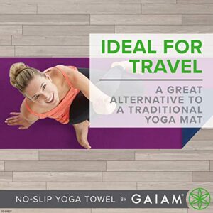 Gaiam No-Slip Yoga Mat Towel, Grape/Navy Large