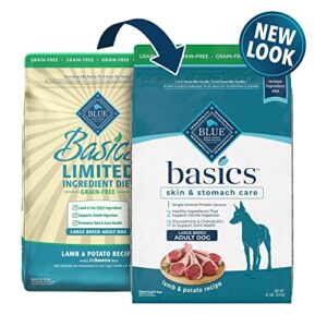 Blue Buffalo Basics Skin & Stomach Care, Grain Free Natural Adult Large Breed Dry Dog Food, Lamb & Potato 22-lb