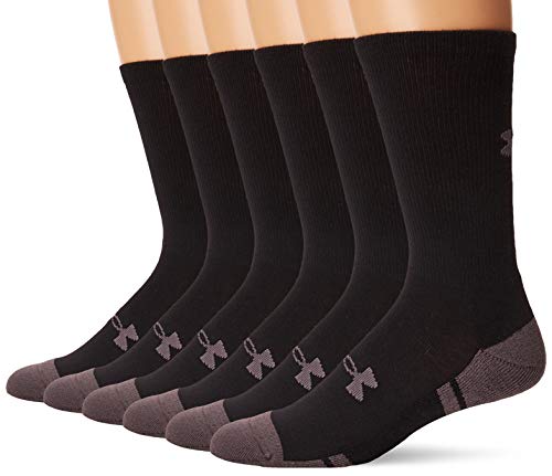 Under Armour Adult Resistor 3.0 Crew Socks, Multipairs , Black/Graphite (6-Pairs) , Large