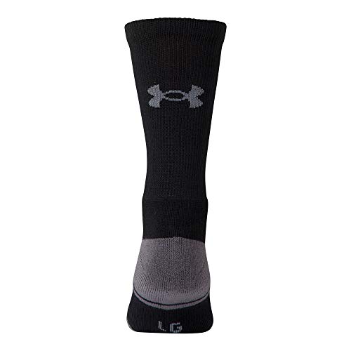 Under Armour Adult Resistor 3.0 Crew Socks, Multipairs , Black/Graphite (6-Pairs) , Large