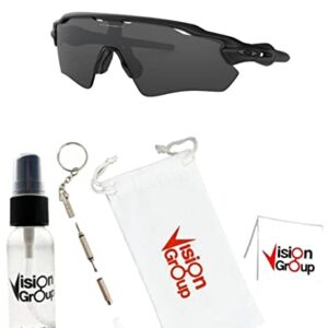 Oakley OO9208 Radar Ev Path Sunglasses+ Vision Group Accessories Bundle, mens(Matte Black/ Grey (920812)