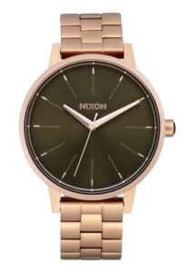 nixon kensington a099 – rose gold/olive sunray – 50m water resistant women’s analog classic watch (37mm watch face, 16mm stainless steel band)
