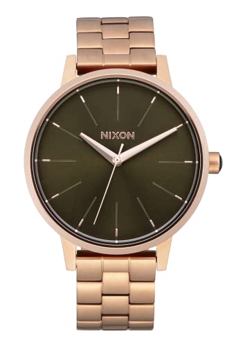 NIXON Kensington A099 - Rose Gold/Olive Sunray - 50m Water Resistant Women's Analog Classic Watch (37mm Watch Face, 16mm Stainless Steel Band)