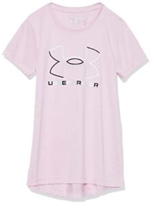 under armour girls tech big logo twist short sleeve t-shirt , (647) prime pink / / white , youth x-large