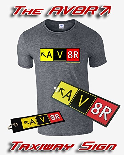 Pilot Expressions Men's AV8R Taxiway Sign T-Shirt (X-Large) Dark Heather Grey