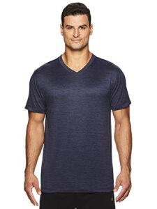 gaiam men’s everyday basic v neck t shirt – short sleeve yoga & workout top – everyday navy heather, medium