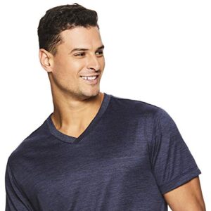 Gaiam Men's Everyday Basic V Neck T Shirt - Short Sleeve Yoga & Workout Top - Everyday Navy Heather, Medium