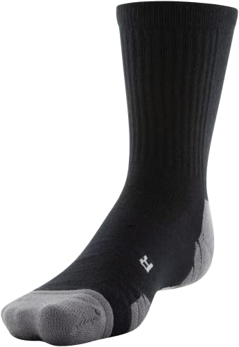 Under Armour Adult Team Crew Socks, 1-Pair , Black/Graphite/White , Large