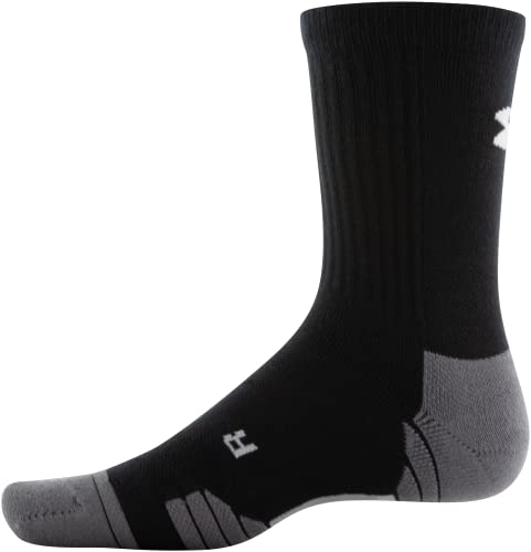 Under Armour Adult Team Crew Socks, 1-Pair , Black/Graphite/White , Large