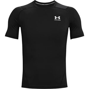 under armour mens armour heatgear compression short-sleeve t-shirt , black (001)/white , small