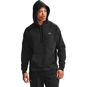 under armour mens rival fleece hoodie , black (001)/onyx white , large