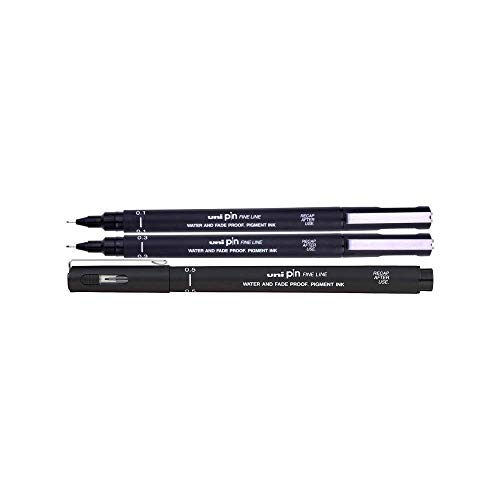 UNI-BALL PIN DRAWING PEN FINELINER ULTRA FINE LINE MARKER 0.3mm BLACK Ink - [Pack of 3]