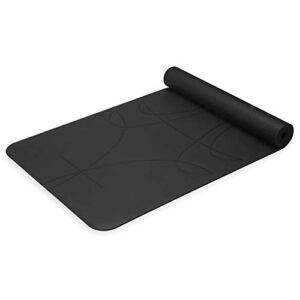 Gaiam Yoga Mat - Alignment 5mm Thick Non Slip Exercise & Fitness Mat for All Types of Yoga, Pilates & Floor Workouts (68" x 24" x 5mm Thick), Black