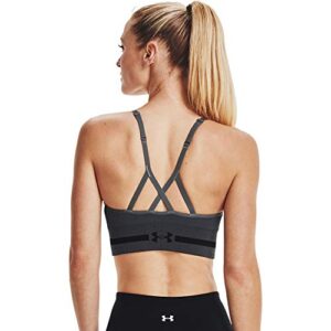 Under Armour Women's Seamless Low Long Heather Bra , Pitch Gray (012)/Black , X-Large