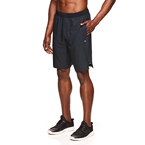 Gaiam Men's Yoga Shorts - Athletic Gym Running and Workout Shorts with Pockets - Root to Rise Black Heather, Large