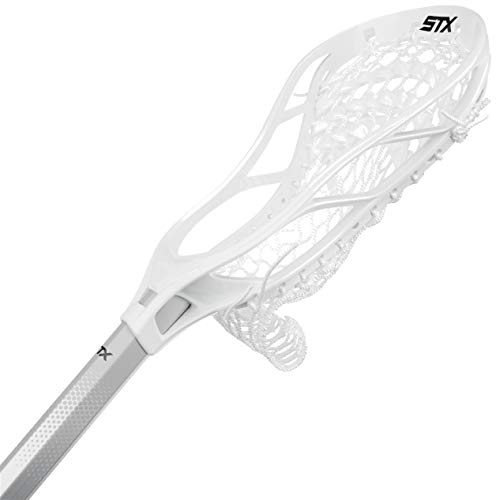 STX Lacrosse Stallion 200 Boys Complete Stick with Mesh Pocket, Defense, White