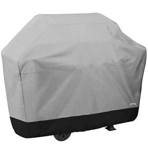 neh premium waterproof barbeque bbq grill cover – large 64″ length (64″ l x 24″ dx 46″ h) – breathable material, sunray protected, and weather resistant storage cover – gray with black hem