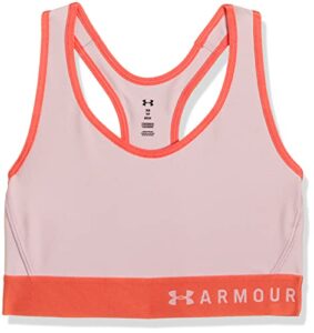 under armour women’s armour mid keyhole sports bra , retro pink (676)/quirky lime , x-large