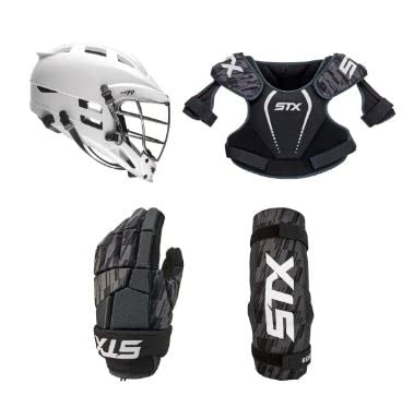 STX Stallion 75 4-Piece Lacrosse Starter Set with Cascade CS-R or STX Rival Jr Helmet (No Stick)