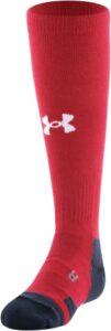 under armour youth team over-the-calf socks, 1-pair , red/black/white , small
