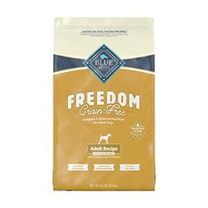 blue buffalo freedom grain free natural adult healthy weight dry dog food, chicken 24-lb