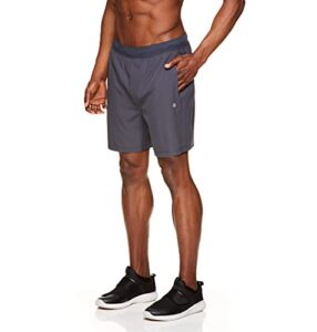 gaiam men’s yoga shorts with liner – athletic gym running and workout shorts with pockets – upside ebony, small