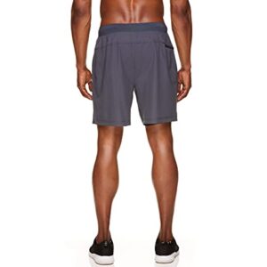 Gaiam Men's Yoga Shorts with Liner - Athletic Gym Running and Workout Shorts with Pockets - Upside Ebony, Small