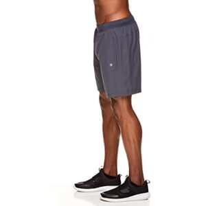 Gaiam Men's Yoga Shorts with Liner - Athletic Gym Running and Workout Shorts with Pockets - Upside Ebony, Small