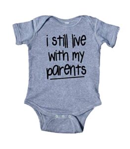 sunray clothing i still live with my parents baby onesie girl boy gray