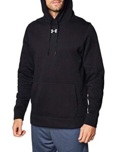 under armour mens hustle fleece hoodie , black (001)/white , x-large