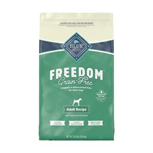 blue buffalo freedom grain free natural adult dry dog food, lamb 24-lb