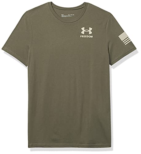 Under Armour Boys' New Freedom Flag TShirt , Marine Od Green (390)/Desert Sand , Youth Large