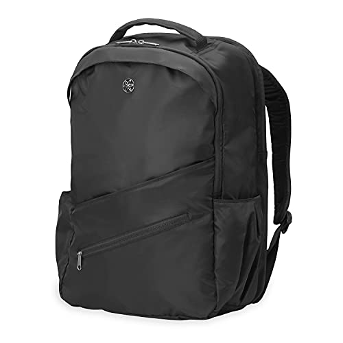 Gaiam Out There Yoga and Fitness Backpack - Gym and Travel Essentials Bag with Multiple Zippered Pockets, Padded Laptop Compartment, and Adjustable Padded Shoulder Straps - Black, 19"H x 13"W