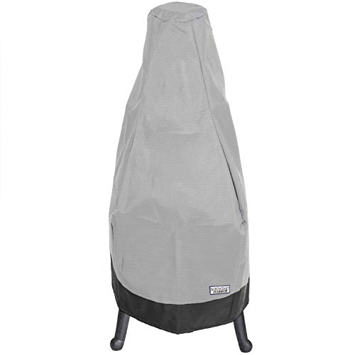 North East Harbor NEH Outdoor Patio Chiminea Cover - 22" Diameter x 52.75" Height - Breathable Material, Sunray Protected, and Weather Resistant Storage Cover, Gray with Black Hem