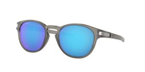 oakley men’s oo9265 latch oval sunglasses, matte grey ink/prizm sapphire iridium polarized, 53 mm