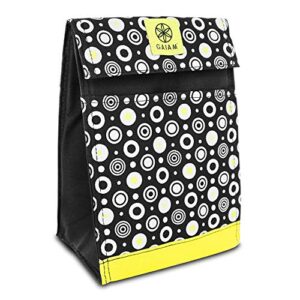 gaiam leak-resistant insulated stain resistant lunch box bag – yellow circles