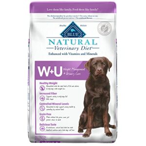 blue buffalo natural veterinary diet w+u weight management + urinary care dry dog food, chicken 22-lb bag