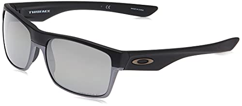 Oakley Men's OO9189 TwoFace Square Sunglasses, Matte Black on Silver/Prizm Black Polarized, 60 mm