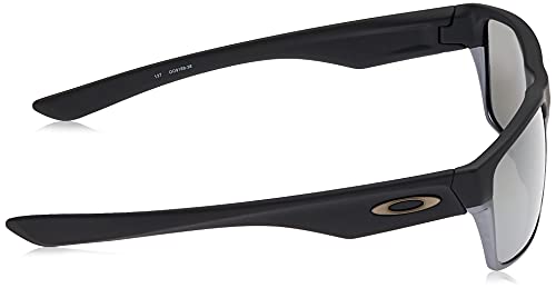 Oakley Men's OO9189 TwoFace Square Sunglasses, Matte Black on Silver/Prizm Black Polarized, 60 mm