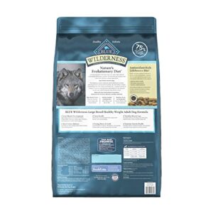 Blue Buffalo Wilderness High Protein Natural Large Breed Healthy Weight Adult Dry Dog Food Plus Wholesome Grains, Chicken 28 lb Bag