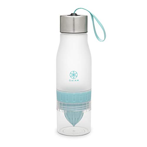 Gaiam Fruit Infuser Water Bottle | BPA Free Non-Toxic | Wide Mouth Dishwasher Safe Infusion Bottle Filter | Carrying Handle Loop on Lid, 22oz, Riverside