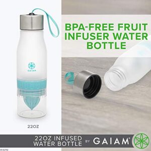 Gaiam Fruit Infuser Water Bottle | BPA Free Non-Toxic | Wide Mouth Dishwasher Safe Infusion Bottle Filter | Carrying Handle Loop on Lid, 22oz, Riverside