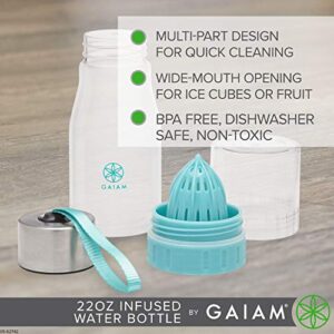 Gaiam Fruit Infuser Water Bottle | BPA Free Non-Toxic | Wide Mouth Dishwasher Safe Infusion Bottle Filter | Carrying Handle Loop on Lid, 22oz, Riverside