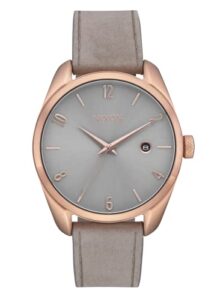 nixon thalia leather a1343 – gray sunray/rose gold/gray – 50m water resistant analog classic watch (38 mm watch face, 18 mm custom tapered leather band with stainless steel keeper)
