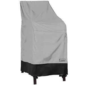 north east harbor neh outdoor stackable-chair patio furniture cover – 28″ w x 30″ d x 49″ h – breathable material, sunray protected, and weather resistant storage cover – gray with black hem