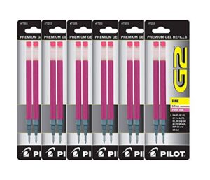 value pack of 6 – pilot g2 gel ink refills for rolling ball pen, fine point, pink (77253)