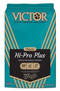 victor super premium dog food – hi-pro plus dry dog food – 30% protein, gluten free – for high energy and active dogs & puppies, 40lbs